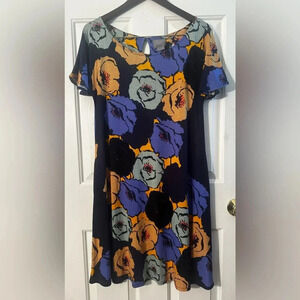 Anthropologie VANESSA VIRGINIA SILK BLEND Sheath A line Floral Dress MD Pockets